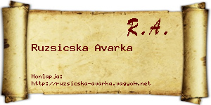 Ruzsicska Avarka névjegykártya